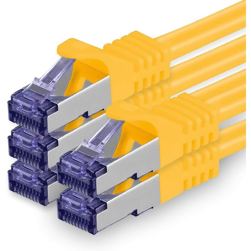 Câble Réseau Cat7 Cat 7 10 Gigabit - 5X 5M - Rj45 Ethernet Lan Dsl Routeur Modem - Jaune
