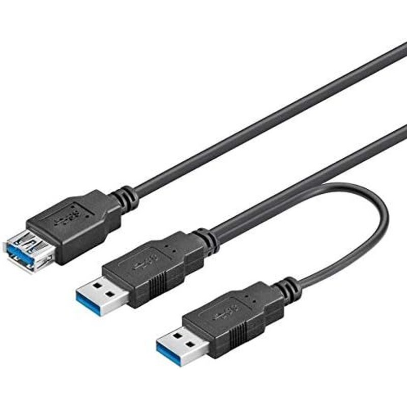 Câble D'Alimentation Usb 3.0 En Y, Usb A Femelle Vers 2X Usb A Mâle, Câble De Données Superspeed ¿¿¿¿Jusqu'À 5 Gbit/S, Couleur Noir, Longueur 0,5 M