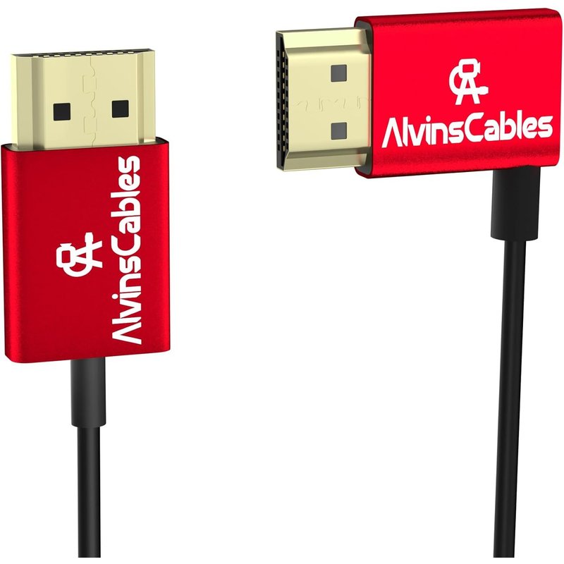 Hdmi 8K 2.1 48 Gbit/S Haute Vitesse ¿ 2,4 Mm Hdmi Ultra Fin 8K @ 60Hz 4K @ 120Hz Pour Canon C70, Sony A7 A9, Blackmagic Camera, Atomos (Left Angle To Straight Line, 1M)