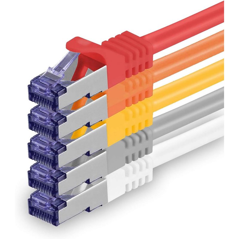 Câble Réseau Cat7 Cat 7 10 Gigabit - 5X 5M - Rj45 Ethernet Lan Dsl Routeur Modem - 5 Couleurs 01