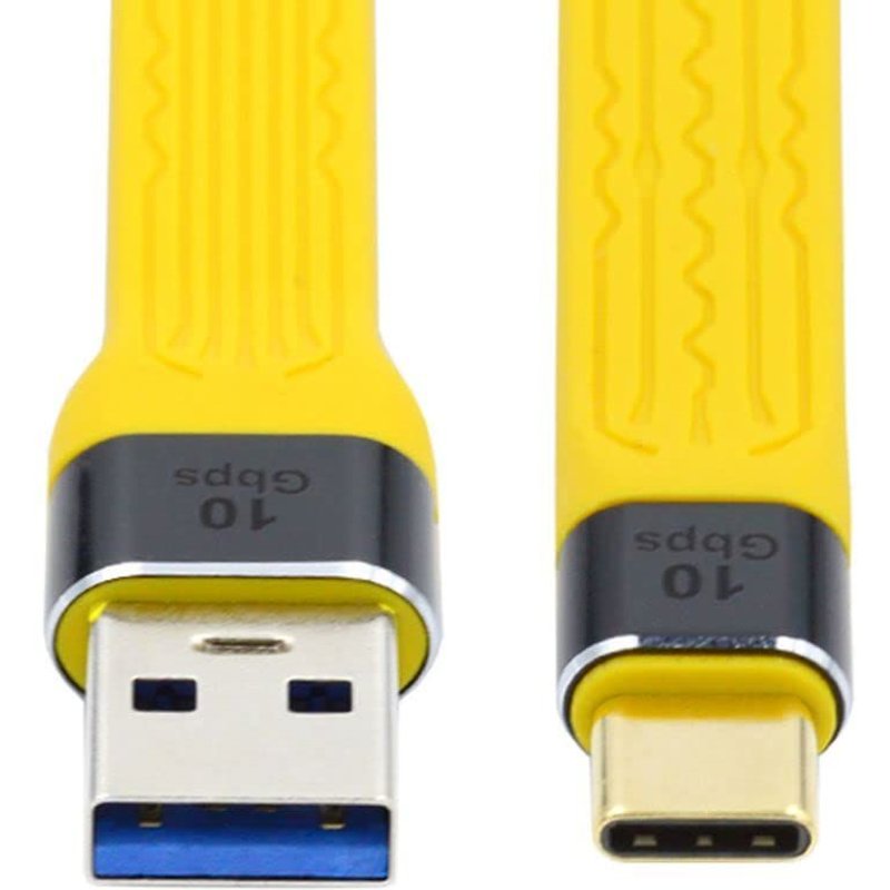 Cy Câble Usb Vers Usb C, Usb 3.0 Type A Mâle Vers Usb 3.1 Type C Mâle Hôte 10 Gbps Plat Mince Fpc Câble De Données Pour Ordinateur Portable Et Téléphone Jaune