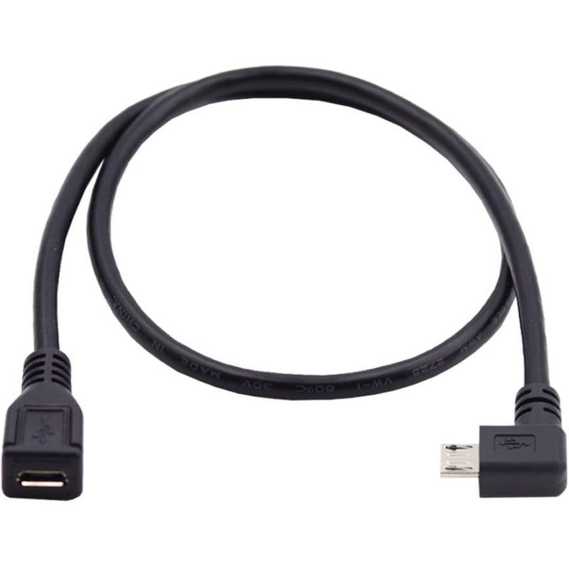 Câble Micro Usb 2.0 Mâle Vers Femelle Coudé À 90 Degrés 0,5 M Pour Téléphones Portables Et Autres Appareils Numériques