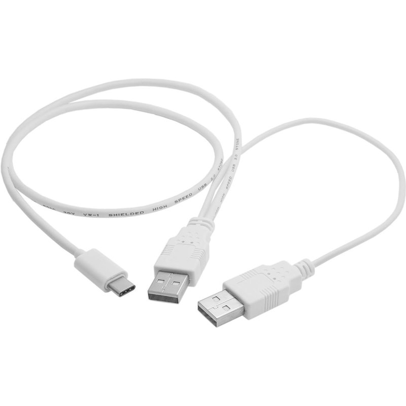 Câble Usb Cy 3.1- Type C - Vers Double A Male - Pour Données, Téléphone Portable Et Disque Dur - 60 Cm