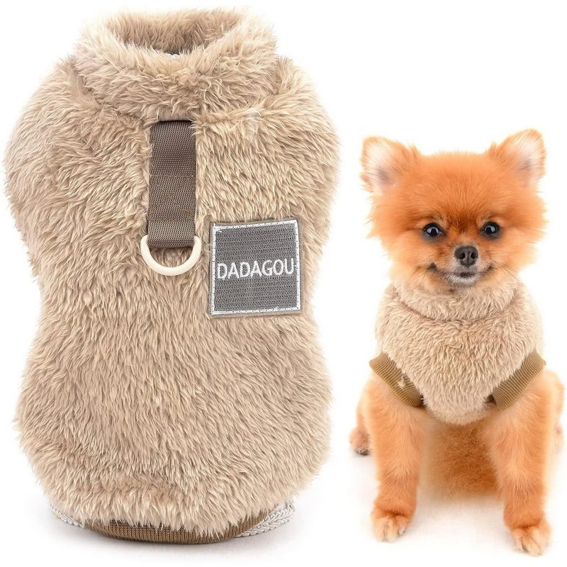 Pull En Polaire Sherpa Pour Animal Domestique Col RoulĂ© Pull Avec Anneau En D Pour Petits Chiens Chats, Chiots Yorkshire Chihuahua VĂȘtements Chauds, Marron, Xxl