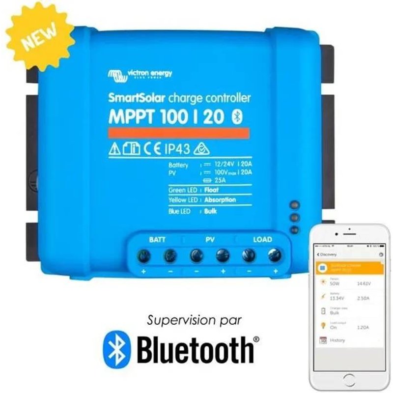 Régulateur de charge solaire smartsolar mppt 100/20 (12/24v) - victron energy