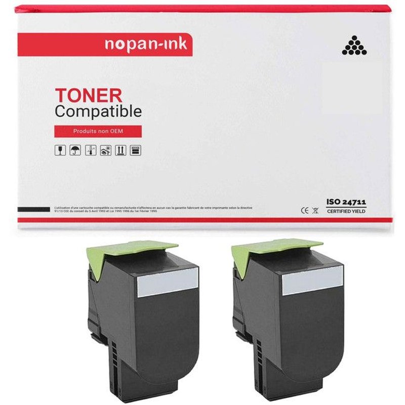 2 Toner pour LEXMARK MC2325 Black 26600 Pages avec C 2325dw, C 2425dw, C 2535dw, MC 2325adw, MC 2425adw, MC 2535adwe, MC 2640adwe.