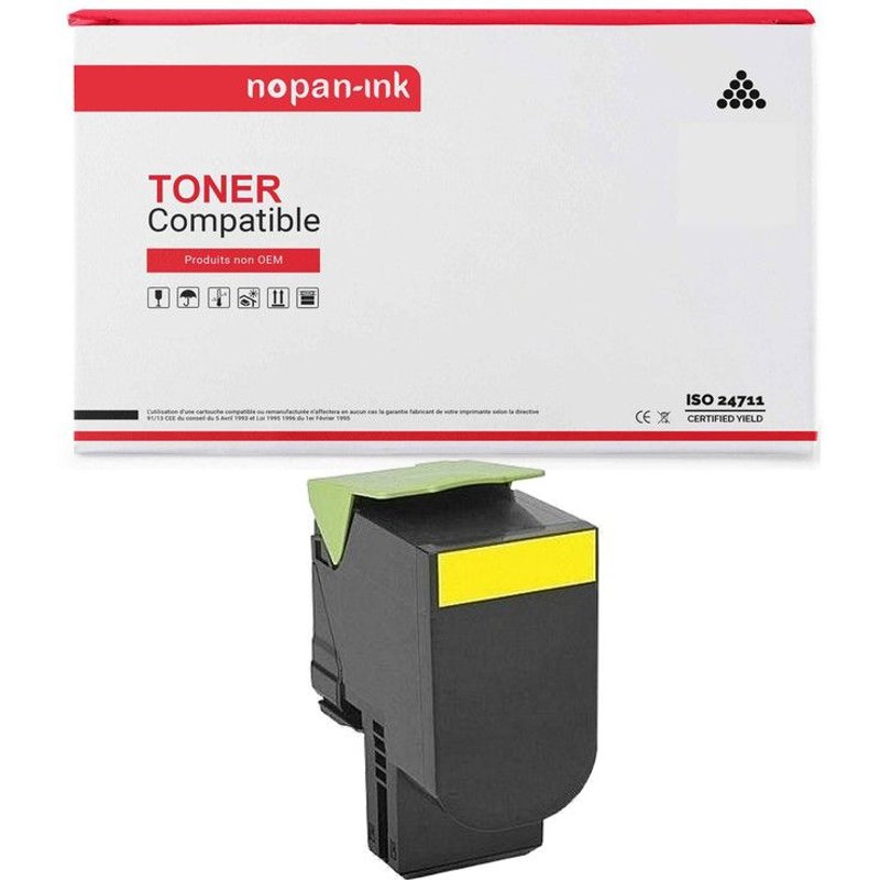 1 Toner pour LEXMARK MC2640 Jaune 2300 Pages avec C 2325dw, C 2425dw, C 2535dw, MC 2325adw, MC 2425adw, MC 2535adwe, MC 2640adwe.