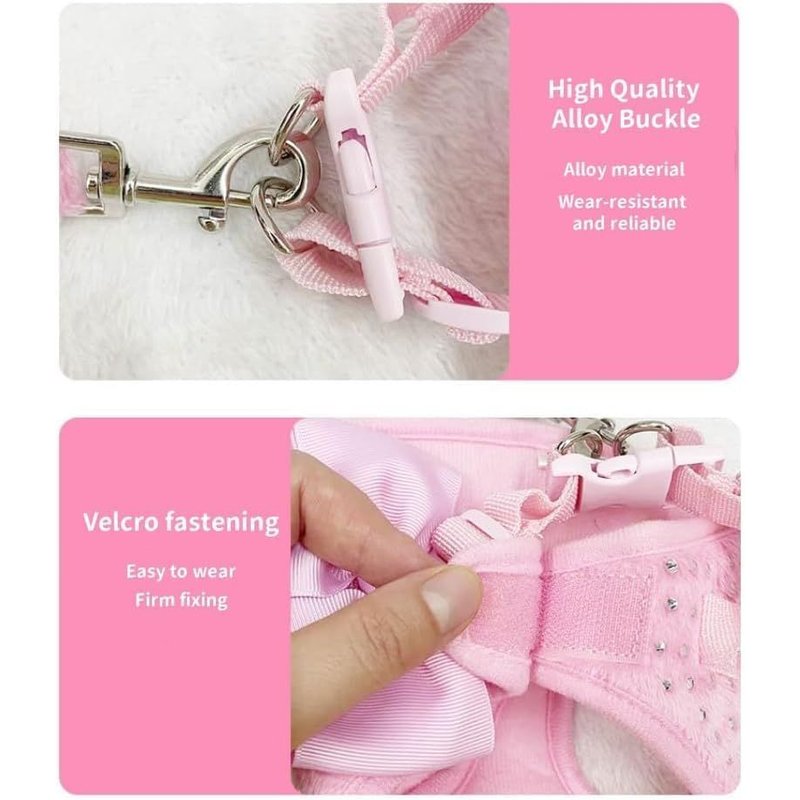 Ensemble Harnais Et Laisse Pour Petit Chien, Harnais Clouté En Diamant, Maille Douce, Respirante, Facile À Marcher, Harnais Léger Pour Petits Chiens Et Chats