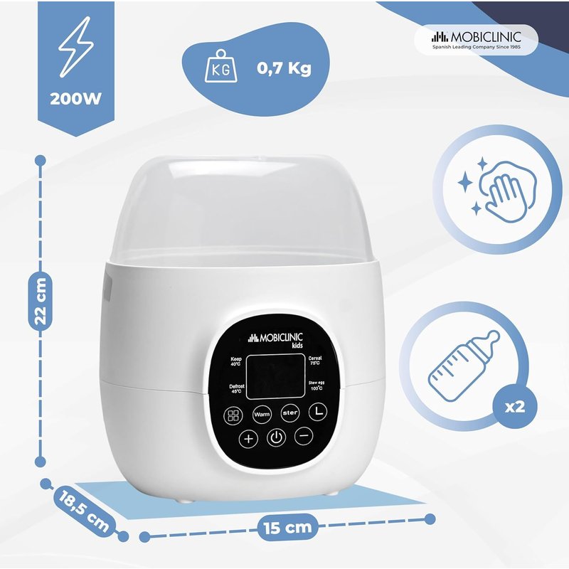 Baby Bottle Warmer And Sterilizer,6 In 1,Double Capacity,Defrosts,Programmable,Maintains Temperature,Fast Heating,Lcd Display,Compact,Portable,Bibidu