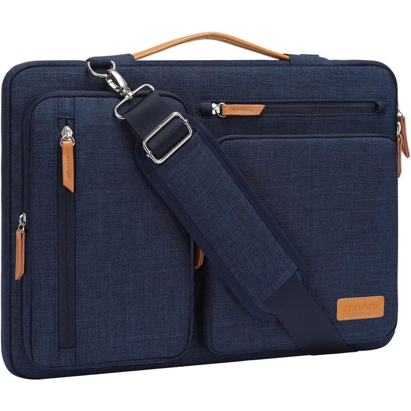 Sacoche Ordinateur Portable 13,3 Pouces,Sacoche Pc Portable 13-13,3 Pouces Compatible Avec Macbook,Hp,Dell,Sac Ordinateur Sac Messager Côté Ouvert Avec 4 Poches Zipper&Poignée,Bleu Marin