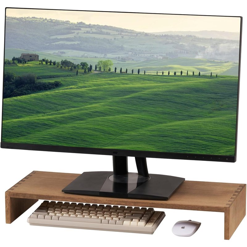 Support De Moniteur En Bois Support De Bureau En Bois Pour Pc/Ordinateur Portable/Tv Bras Et Supports Pour Moniteur D'Imprimante Lève-Bureau Longueur 59Cm Couleur Brun