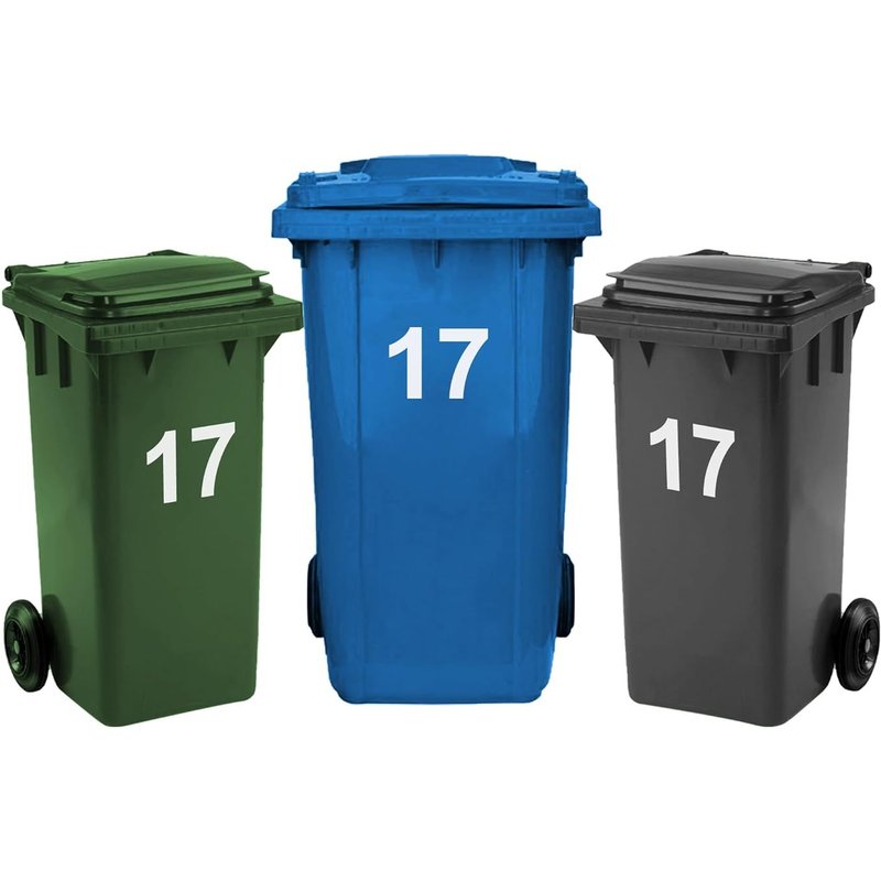 Lot De 3 Autocollants Numérotés Pour Poubelles À Roulettes, 0-99, 17,5 Cm, Faciles À Appliquer, Autocollants En Vinyle Résistant Aux Intempéries (17)