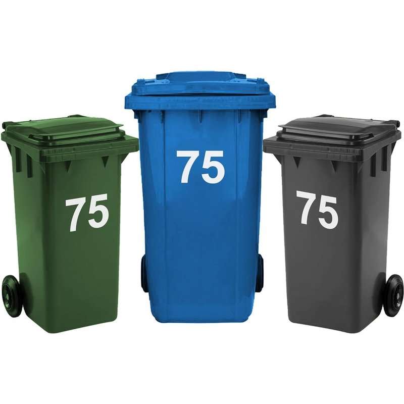 Lot De 3 Autocollants Numérotés Pour Poubelles À Roulettes, 0-99, 17,5 Cm, Faciles À Appliquer, Autocollants En Vinyle Résistant Aux Intempéries (75)