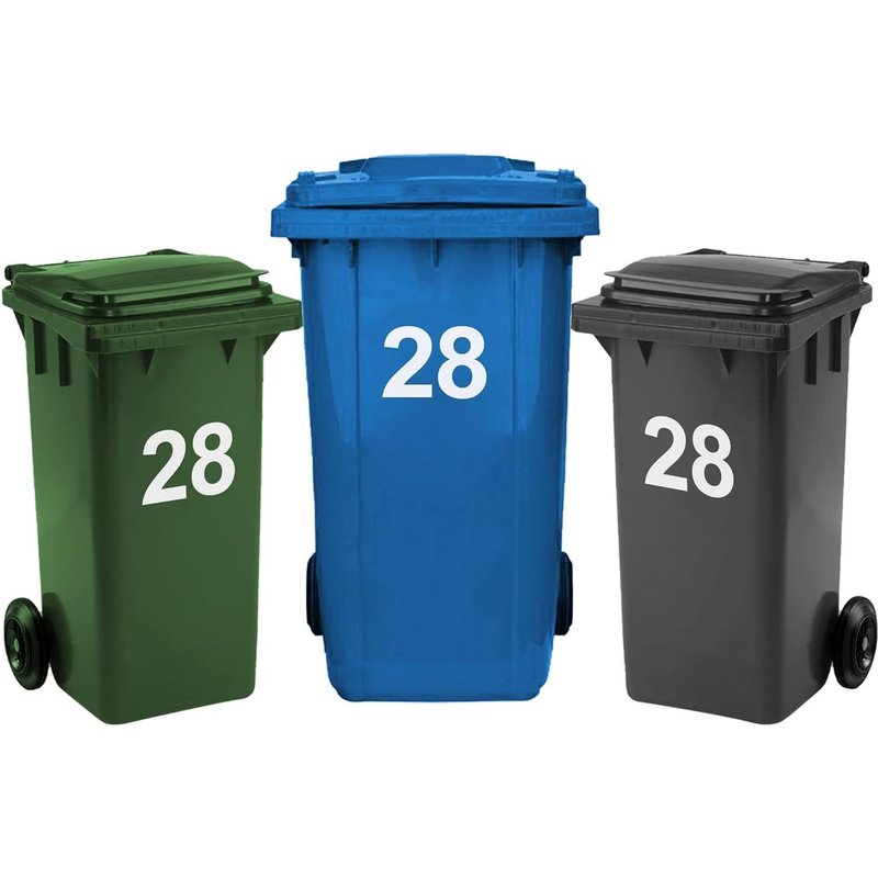 Lot De 3 Autocollants Numérotés De 0 À 99 Pour Poubelles À Roulettes, 17,5 Cm, Faciles À Appliquer, Autocollants En Vinyle Résistant Aux Intempéries (28)