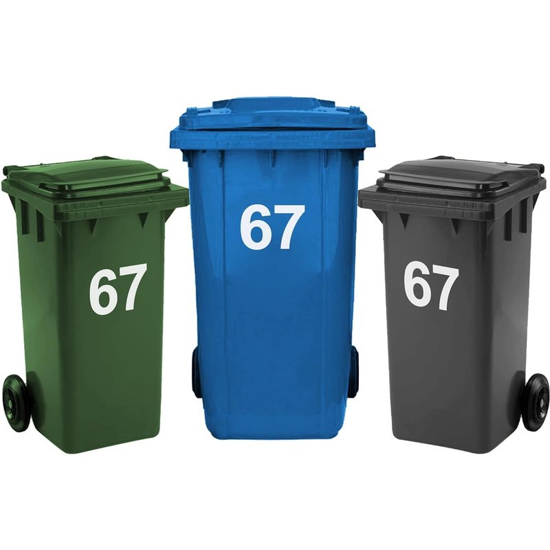 Lot De 3 Autocollants Numérotés Pour Poubelles À Roulettes, 0-99, 17,5 Cm, Faciles À Appliquer, Autocollants En Vinyle Résistant Aux Intempéries (67)