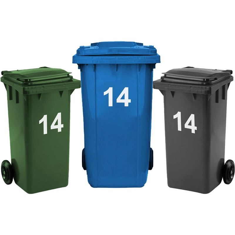 Lot De 3 Autocollants Numérotés De 0 À 99 Pour Poubelles À Roulettes, 17,5 Cm, Faciles À Appliquer, Autocollants En Vinyle Résistant Aux Intempéries (14)