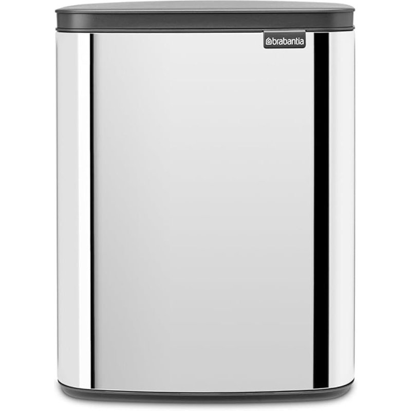 - Poubelle De 12L - Élégante & Pratique - Ouverture Facile & Fermeture Souple - Hygiénique Et Peu Encombrante - Poignée De Transport - Pour Salle De Bain, Bureau, Etc. - Brilliant Steel