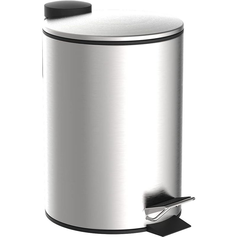Poubelle De Salle De Bain (3 Litres) En Acier Inoxydable, Couvercle Avec Système D'Abaissement Automatique, Poubelle Hygiénique Amovible
