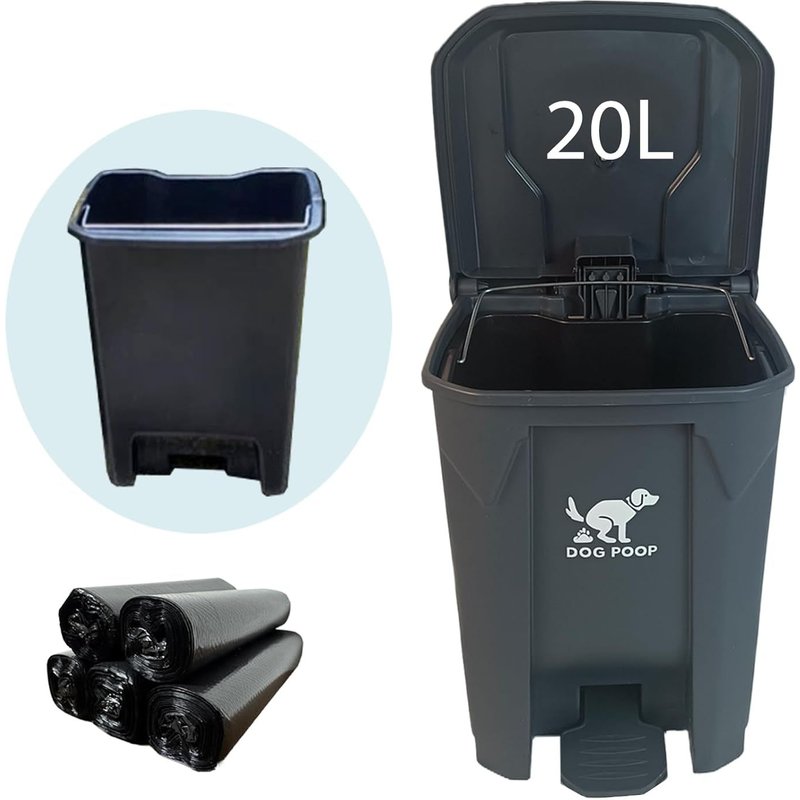 Poubelle D'Extérieur Pour Chien Avec Couvercle ¿ Poubelle Étanche De 20 L Pour Jardin, Pédale, Doublure Amovible Et 100 Sacs ¿ Conteneur À Déjections Canines Étanche Pour Une Utilisation En