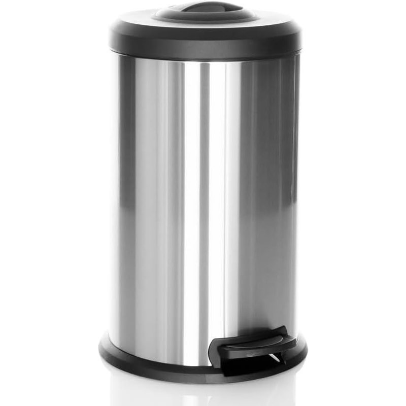 Poubelle Clean X Acier, 40L, Poubelle À Fermeture Hermétique, Poubelle À Pédale Hygiénique, Argent, 741103