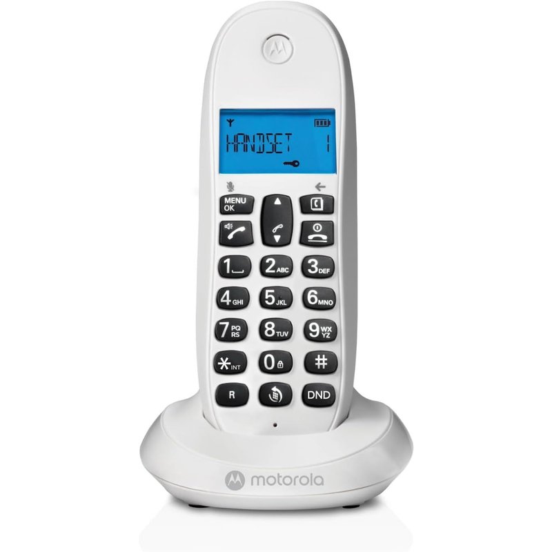 C1001Cbw+ - Téléphone Sans Fil Numérique Dect - Blocage Des Appels, Identification De L'Appelant, Mains Libres, Répertoire De 50 Numéros, Écran Rétroéclairé - Blanc