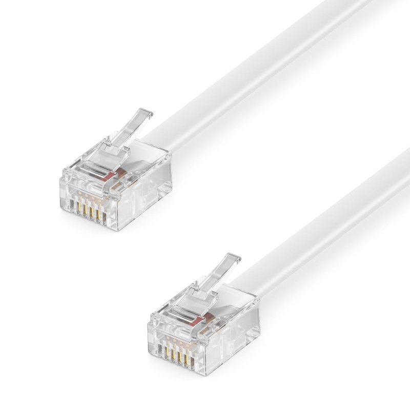 15M Câble Téléphonique Rj11 Câble Modulaire 6P4C Câble Western Rj11-Rj11 Prise Câble Plat Prise Téléphonique Modem Routeur Fax Isdn Dsl Vdsl Internet Blanc