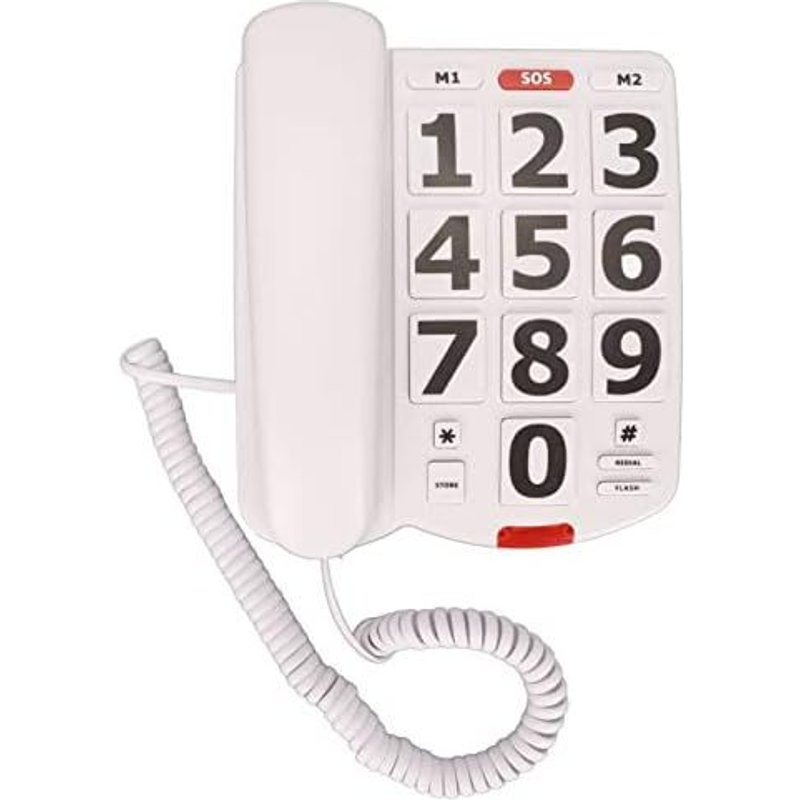 Téléphone Filaire À Grosses Touches Pour Malentendants Et Malvoyants, Téléphone Fixe Pour Personnes Âgées, Téléphone Filaire À Grosses Touches