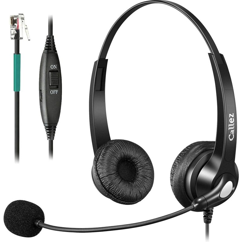 Casque Téléphonique Fixe Avec Microphone Antibruit, Casque Rj9 Téléphone Polycom Vvx411 Avaya 9508 Mitel 5312 Shoretel Bt Converse 2300 Nec Centre D'Appel Domicile, Bureau, Téléphones Ip Gris