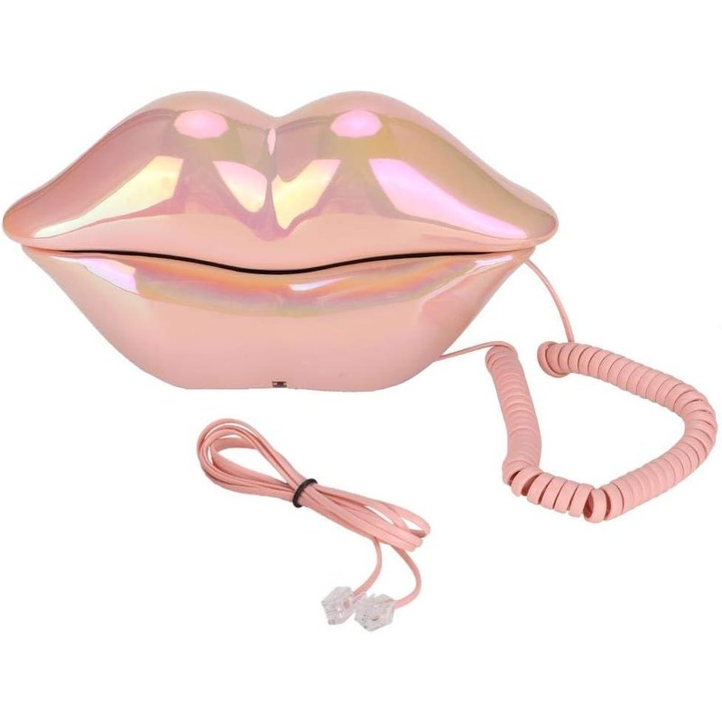 Téléphone Fixe De Bureau De Téléphone Filaire De Forme De Lèvres De Bouche De Téléphone Pour L'Hôtel À La Maison(Rose Coloré)