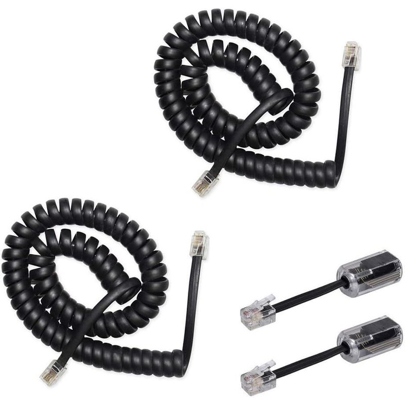 Paquet De 2 360 ° Anti-EmmĂȘlement Tournant Pivot TĂ©lĂ©phone DĂ©tangleurs Et 2 Pack 10Ft Non EnroulĂ© (1Ft EnroulĂ©) Ligne Terrestre TĂ©lĂ©phone CombinĂ© Cordon De CĂąble -Noir