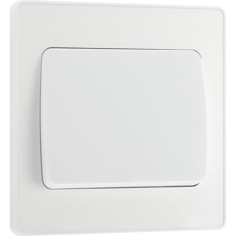 Bg Electrical Pcdcl12Ww Interrupteur Mural Simple, Large À Bascule, 2 Voies, Plaque Avant Sans Vis, Bords Ronds, Évolutive, Blanc Nacré, 20 A, 16 Ax,