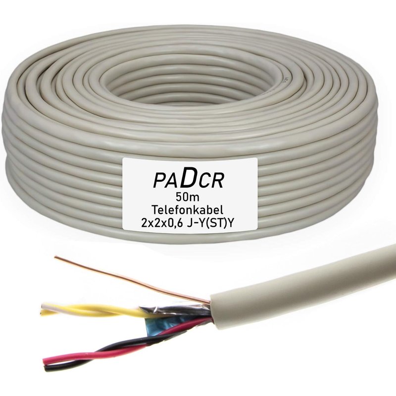 Câble Téléphonique 25 M 2 X 2 X 0,6 J-Y(St) Y Câble D'Installation Jysty 4 Fils (50 M)