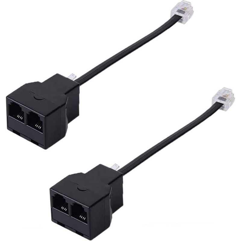 Lot De 2 Adaptateurs Répartiteurs Rj11 6P4C 2 Ports Pour Téléphone/Fax, Adaptateur Câble Telephonique - Noir