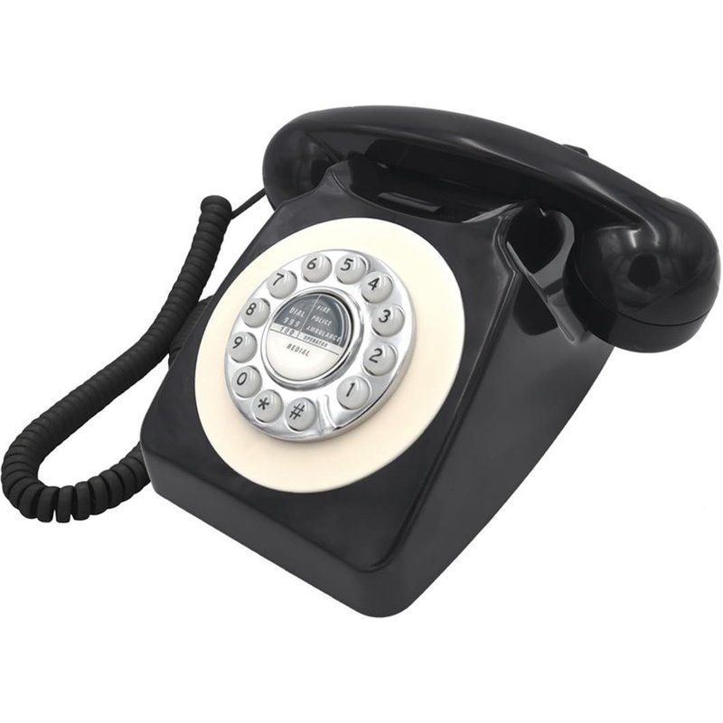 44520 Téléphone Filaire Rétro Classique/Style Vintage/Son De Sonnerie Classique/Numérotation À Bouton-Poussoir/Fonction Rappel/Installation Facile/Noir