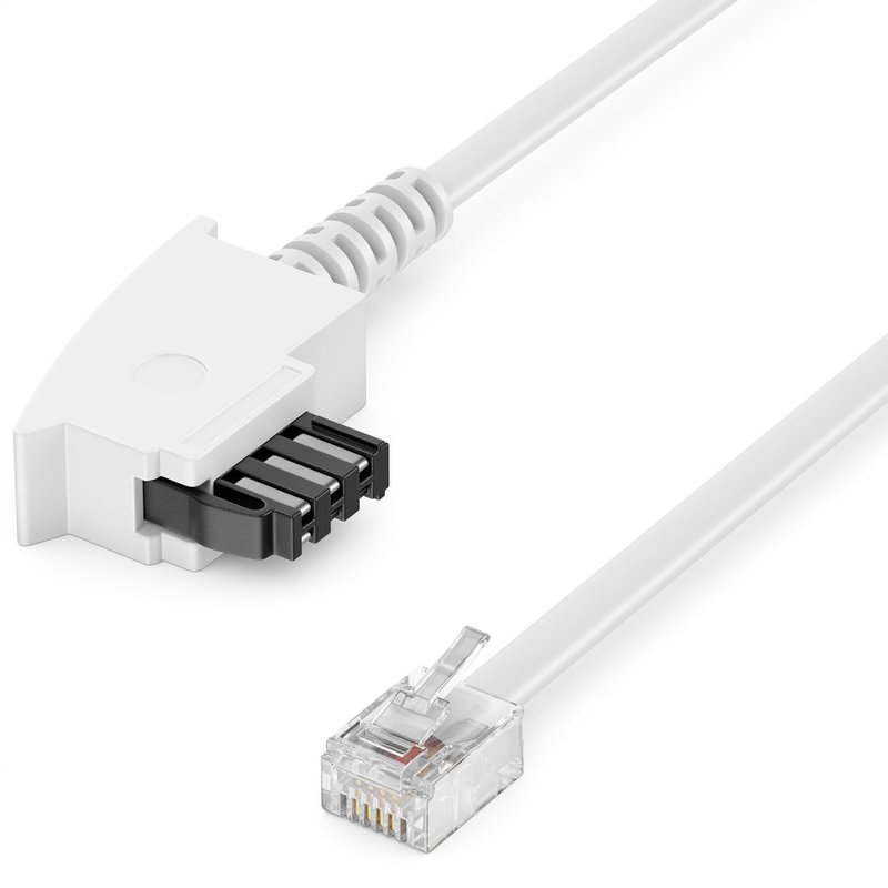 40M Câbles Téléphoniques Tae-F Mâle À Rj11 Mâle 99% Cuivre Awg 28 6P4C Câble Plat Terminaux Analogiques À Prise Téléphonique Tae-F Téléphone Modem Routeur Répondeur Blanc