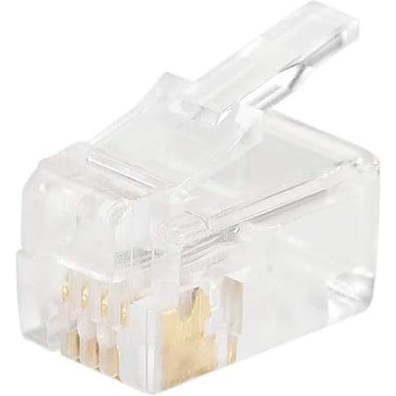 Téléphone Modulaire Bouchon Mâle Rj11 Connecteurs Cuivre Noyau 4P4C Transparent 100Pcs