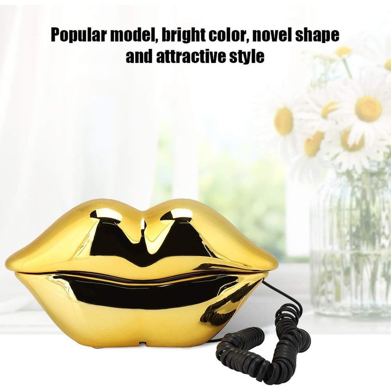 Téléphone De Bureau Multifonctionnel En Forme De Lèvre Mignonne, Ligne Fixe Sans Fil De Décoration Intérieure En Rouge, Design De Nouveauté Rétro Pour La Communication Et