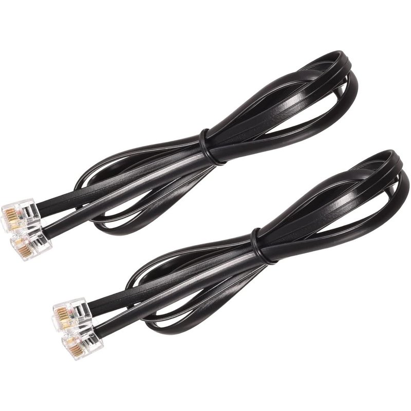 Téléphone Extension Corde 3.28Ft Téléphone Câble Téléphone Ligne Corde Rj11 6P6C Bouchons Mâle À Mâle Pour Téléphone Et Fax Noir 2Pcs