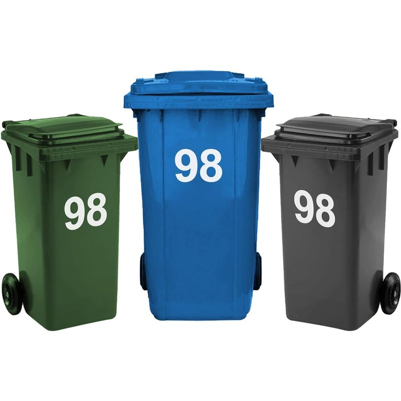 Lot De 3 Autocollants Numérotés Pour Poubelles À Roulettes, 0-99, 17,5 Cm, Faciles À Appliquer, Autocollants En Vinyle Résistant Aux Intempéries (98)
