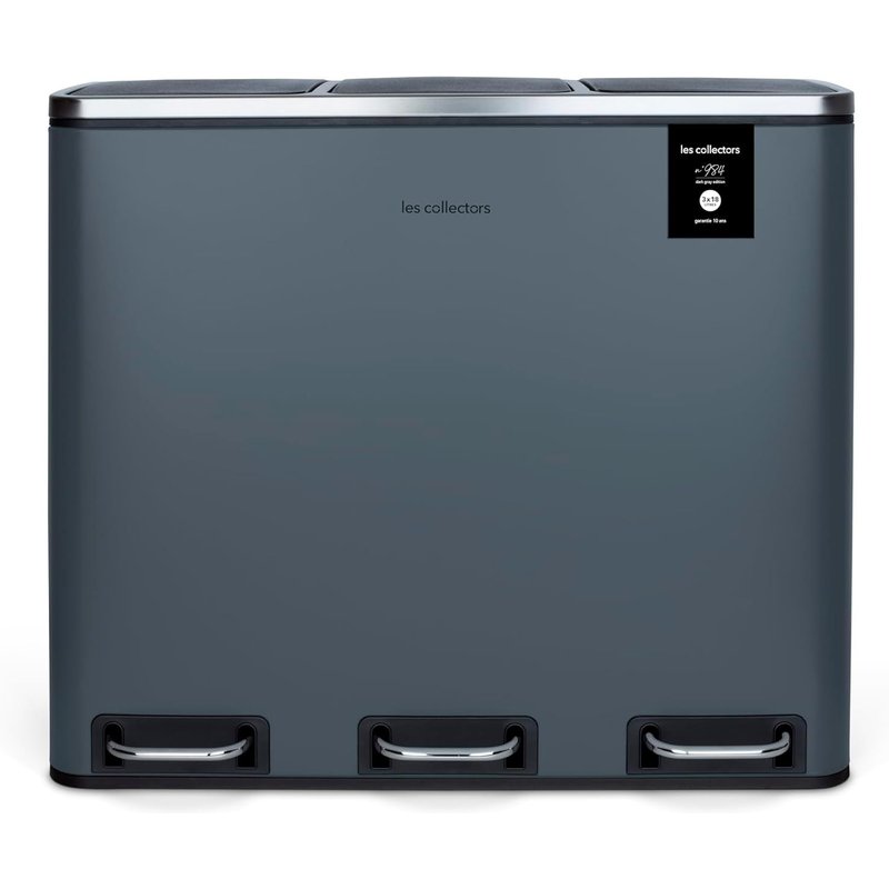 ¿Poubelle De Tri À Pédale N°984, Acier Inoxydable, Triple Compartiment De 18L, Sac Compatible 30L, Tri Sélectif, Seaux Amovibles, Résistante, Pratique, Fermeture Silencieuse, Gris Bleuté