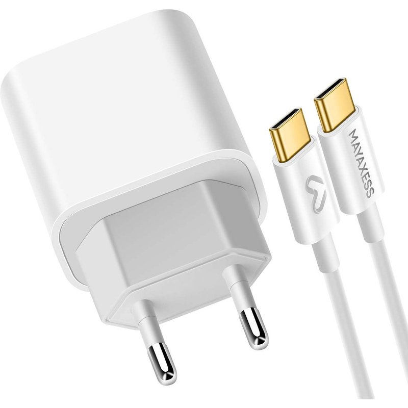 Chargeur Secteur pour iPhone 17 Air 20W avec Câble USB-C 1m Mayaxess Blanc