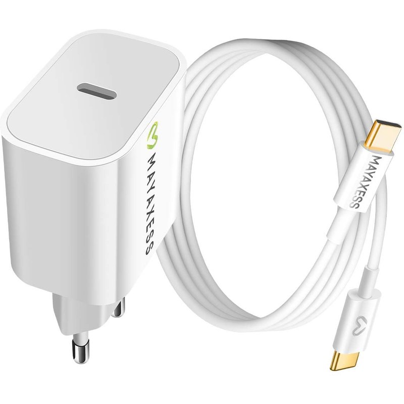 Chargeur Secteur 20W pour Google Pixel 10 + Câble USB-C 1m Mayaxess Blanc