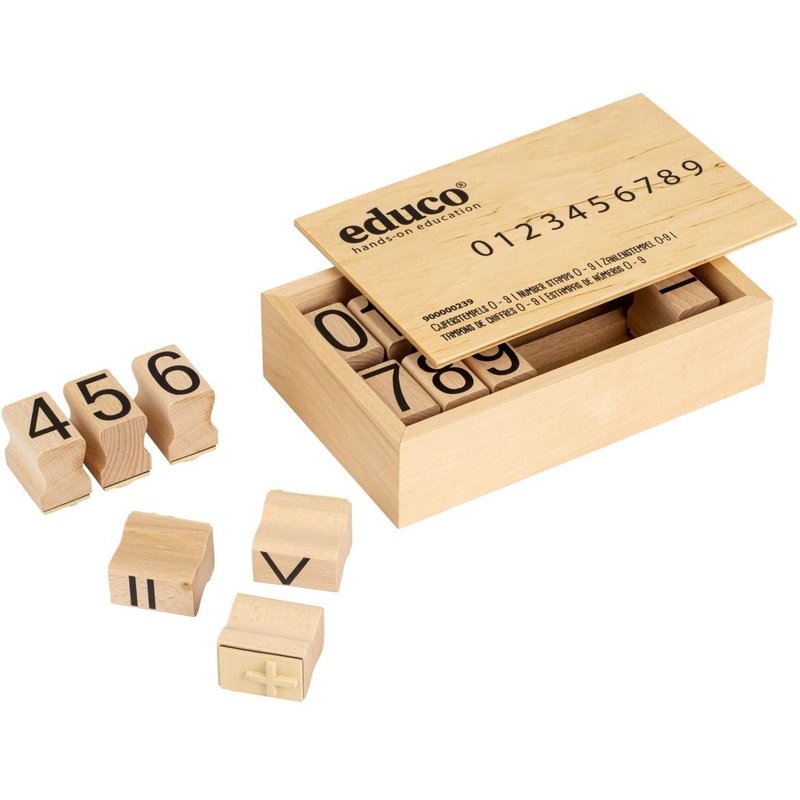 Apprendre Les Mathématiques - Tampons De Chiffres 0 - 9 - Jeu Montessori