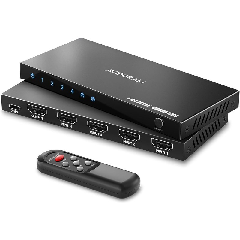 Commutateur Hdmi 2.1 4 En 1 Sortie 8K 60 Hz 4:4:4, Commutateur 4 Ports Avec Télécommande Infrarouge, Sélecteur Automatique 4K 120 Hz 48 Gbit/S, Compatible Avec Xbox Series X, Ps4 Pro, Ps5