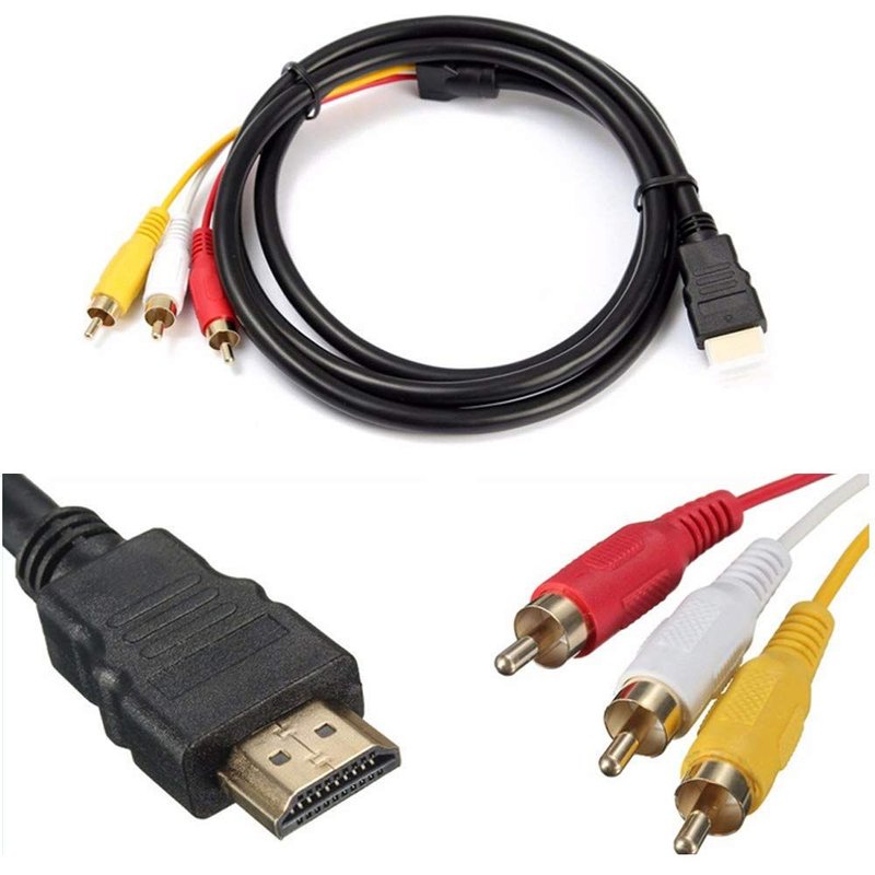 R43S Câble Hdmi Vers 3Rca 1,5 M ¿ Adaptateur Hdmi Mâle Vers Rca Av Pour Vidéo Et Audio 1080P Compatible Avec Tv, Hdtv, Dvd, Projecteurs Lcd ¿ Pas De Convertisseur De Signal
