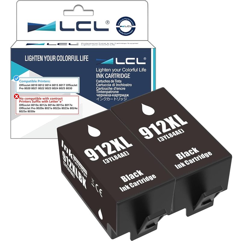 912 Xl Noir Cartouche D'Encre Compatible Pour Hp 912 912Xl Compatible Avec Hp Officejet 8010 8012 8014 8015 8017,Officejet Pro 8020 8021 8022 8023 8024 8025 8030 (2-Pack)