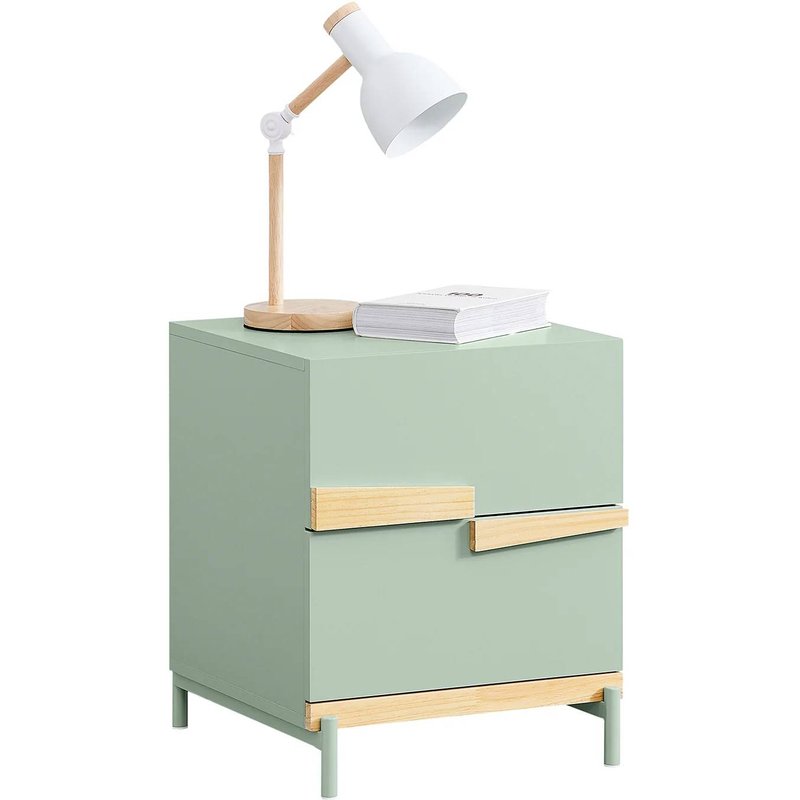 Sobuy Table De Chevet Avec 2 Tiroirs ¿ Table D'appoint Pour Chambre Et Salon, Vert, 40x44x49 Cm Fbt164-Gr