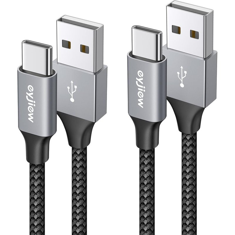 TIANYI-Cable USB C 1m Lot de 2 Câble USB A vers USBC Câble Nylon Tressé Charge Rapide 3A Type C Chargeur pour Samsung Galaxy S24 S23 S21 S20 S10 A54 A15 A71, iPhone 15/15 Pro Max/Plus,Pixel