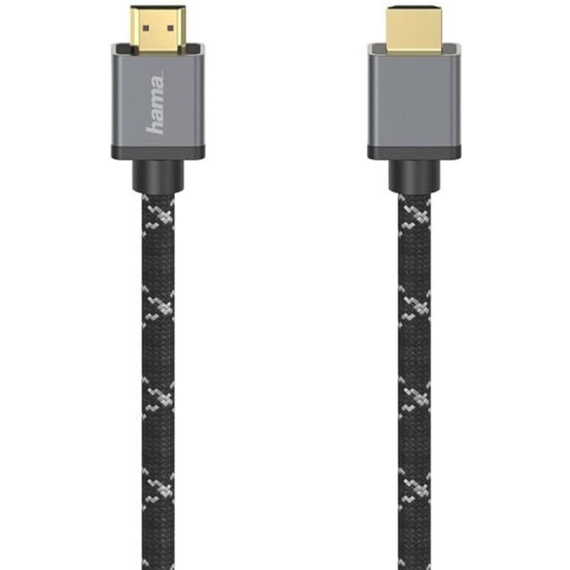Câble HDMI (Cable HMDI ultra haute vitesse, Certifié, Mâle-Mâle, Ultra HD, 8K@60 Hz /4K@120Hz, 2.0m, Garantie 30ans, résolution 7680x4320pixels, EARC supportant les formats audio) Gris Noir