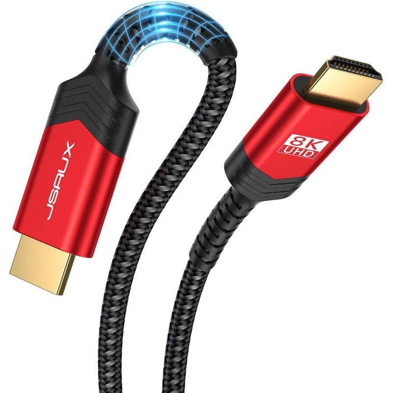 Câble HDMI 10 m, long câble HDMI 2.1 fibre optique 8 K haute vitesse 48 Gbps 8 K @ 60 Hz, 4K @ 120 Hz, UHD HDR 10+, eARC, Dolby Vision, 3D, VRR, compatible avec PS4, PS5, 8 K Gaming